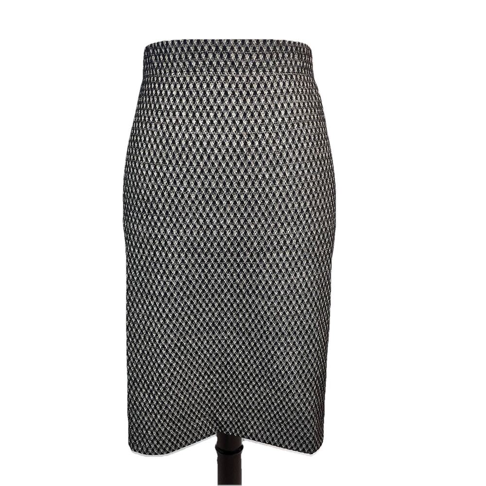 Ann Taylor Factory Skirt size Extra Large Black Gold Pencil Knee Stretch Career